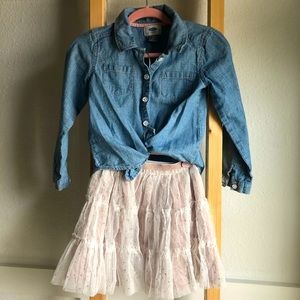 Little girls button up top & 2 skirts bundle